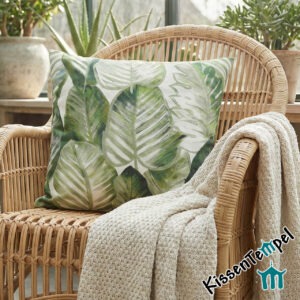 Tropischer KissenBezug "Aloha" 40x60 cm im Jungle-Style, grün, grau, creme, Dschungel