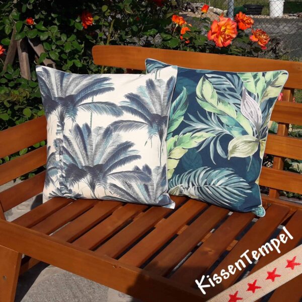 Kissen Blue Palm mit Blue Jungle