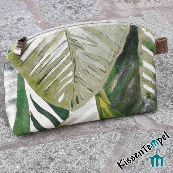 KosmetikTasche "Aloha", SchminkTasche | KulturTasche | KosmetikBeutel, Stil Dschungel Jungle Blätter grün
