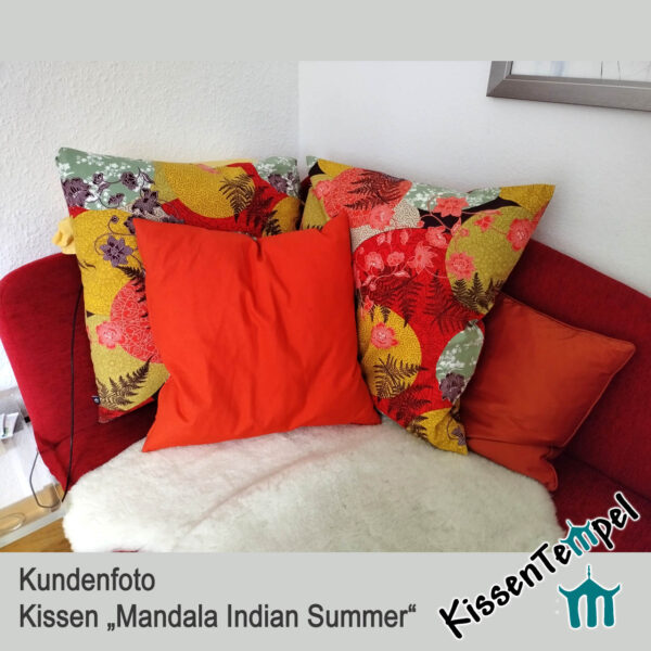 Asiatischer KissenBezug "Mandala Indian Summer, alle Größen, rot gelb orange mint, Asia-Style – Bild 7