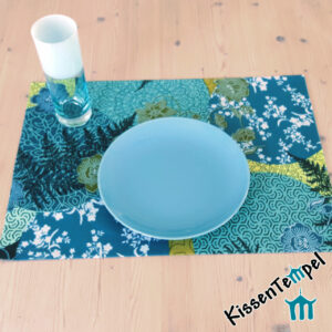 Tischset >Mandala Petrol< Platzset !doppellagig, blau, grün, petrol, jade, mint. Asia-Style, Japan, filigrane runde Mandalas
