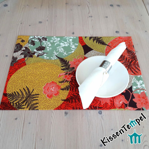 Tischset >Mandala Indian Summer< Platzset * Asia-Style Japan Weihnachten Advent Weihnachtsdeko Tischdeko rot orange gelb mint