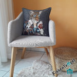 Stylisches DesignerKissen "Crazy Leo" 45x45cm mit Leopard, auffälliges ausgefallenes besonderes DekoKissen. Tierdruck, Animal Print, Jacquard