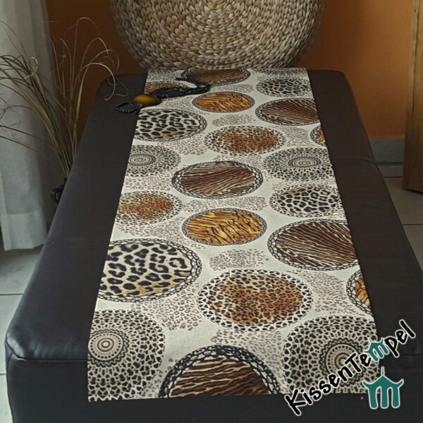 Animalprint Tischläufer "Mandala Africa" , Afrika-Style, braun schwarz beige grau , Tierdruck, Animal Print, Leopard Tiger