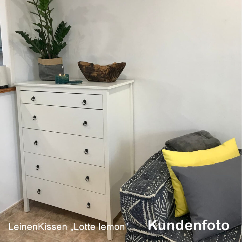 LeinenKissen "Lotte" lemon / gelb und grau / steingau Kundenfoto