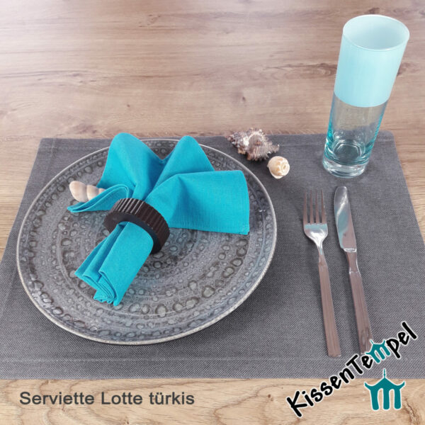 Handgenähte Leinen-Servietten "Lotte" türkis blau 100% Leinen