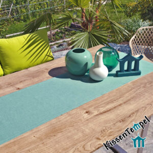 Outdoor Tischläufer "Nizza" wetterfest, UV-beständig, mint / grau, für Terrasse, Balkon, Camping