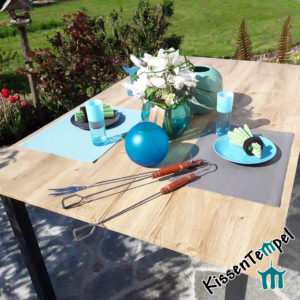 Outdoor Tischset >Nizza< UV-beständig, wasser- und schmutzabweisend, mint oder grau, für Terrasse / Balkon / Camping