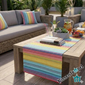 Outdoor Tischläufer "Rainbow" UV-beständig, wetterfest, Regenbogenfarben, für Terrasse / Balkon