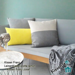 LandhausKissen "Franz-Josef" im modernen Landhausstil grau-beige 40x40 | 50x50 | 60x60 | 80x80 cm, Kissenbezug