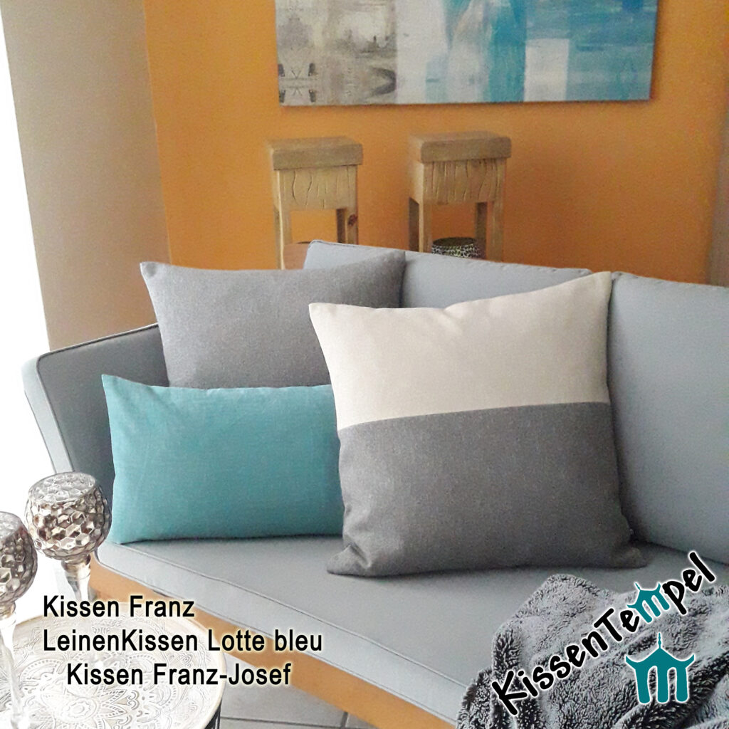 LandhausKissen "Franz-Josef" im modernen Landhausstil grau-beige 40x40 | 50x50 | 60x60 | 80x80 cm, Kissenbezug