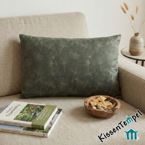 Edler SamtKissenBezug "Gingko-Samt", alle Größen, filigrane GingkoBlätter auf matt schimmernden VelourSamt