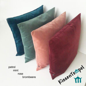 SamtKissen "Liza" KissenBezug, einfarbig, uni, mint, rose, petrol, brombeere