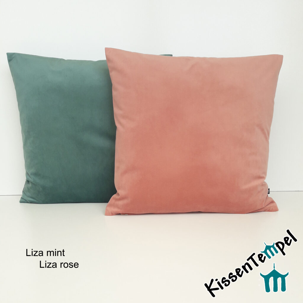 SamtKissen "Liza" KissenBezug, einfarbig, uni, mint, rose, VelourSamt