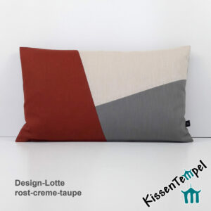 Edles Designer-LeinenKissen "Design-Lotte" Patchwork, geometrisches Muster