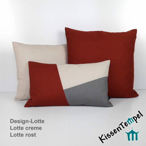 Edles Designer-LeinenKissen "Design-Lotte" Patchwork, geometrisches Muster