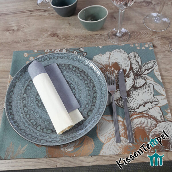 Elegantes TischSet >Venezia< doppellagig, messing, bleu, creme, Boho, vintage, stilvoll elegant edel barock