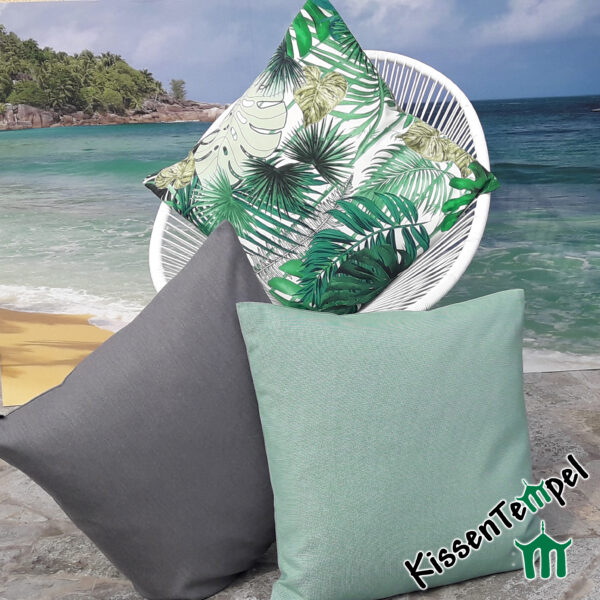 Outdoor-Kissen Jungle, grau mint | KissenTempel