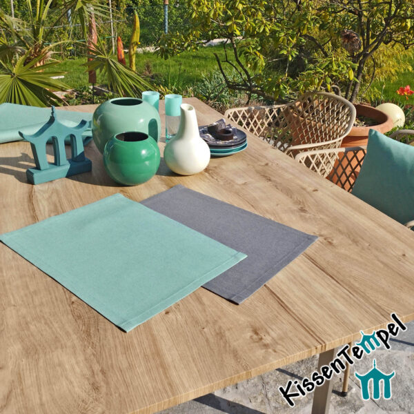 Outdoor Tischset "Nizza" wetterfest, UV-beständig, wasser- und schmutzabweisend, mint oder grau