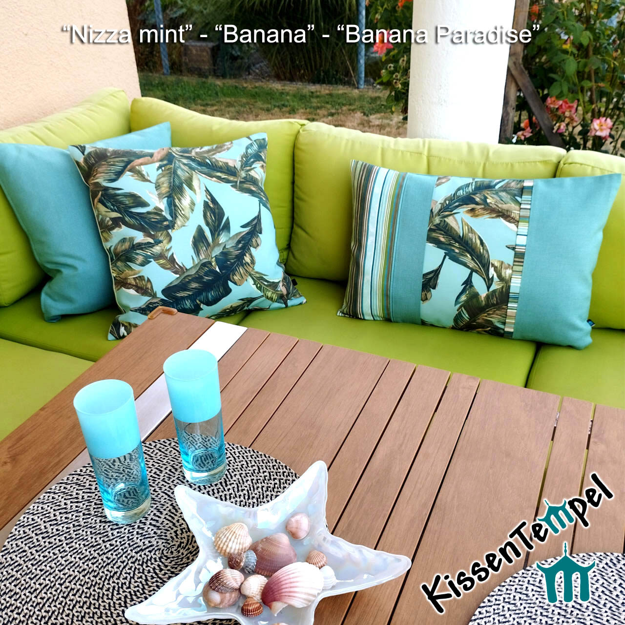 Outdoor-Kissen "Banana Paradise" mit "Nizza" und "Banana"