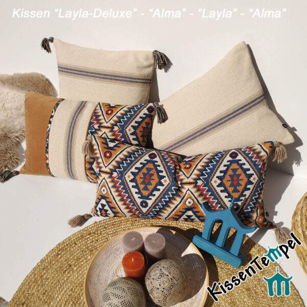 Edles orientalisches Kissen "Layla-Deluxe" Kombination mit "Alma"