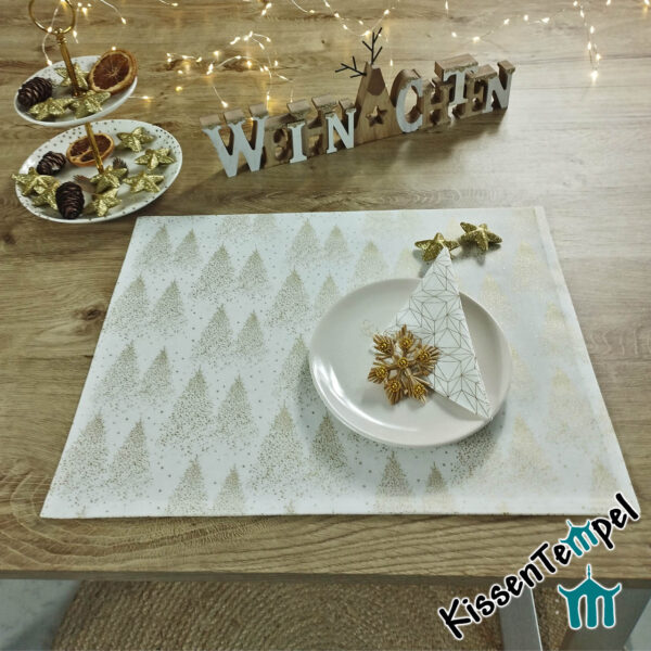 Weihnachts-Tischset "Christmas Tree" | KissenTempel | Platzset * goldene Tannenbäume