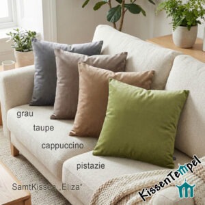 Edler SamtKissenBezug "Eliza", alle Größen, einfarbig grau, cappuccino, taupe oder pistazie
