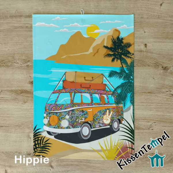 Geschirrtuch Hippie mit künstlerischem Camper-Motiv | KissenTempel