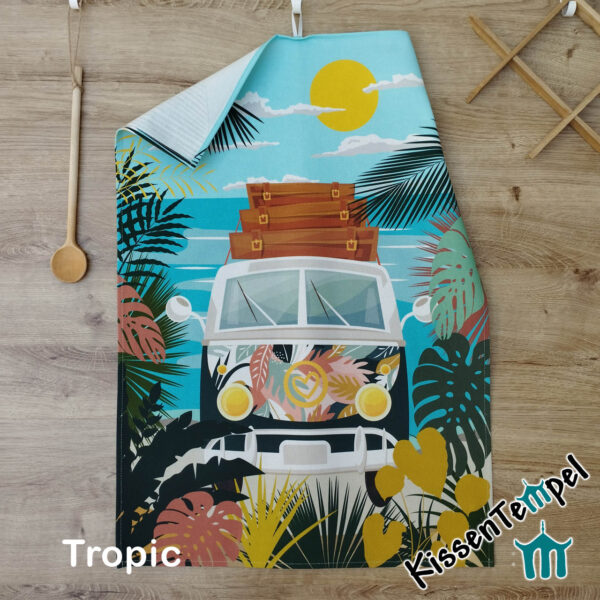 Geschirrtuch Tropic mit künstlerischem Camper-Motiv | KissenTempel