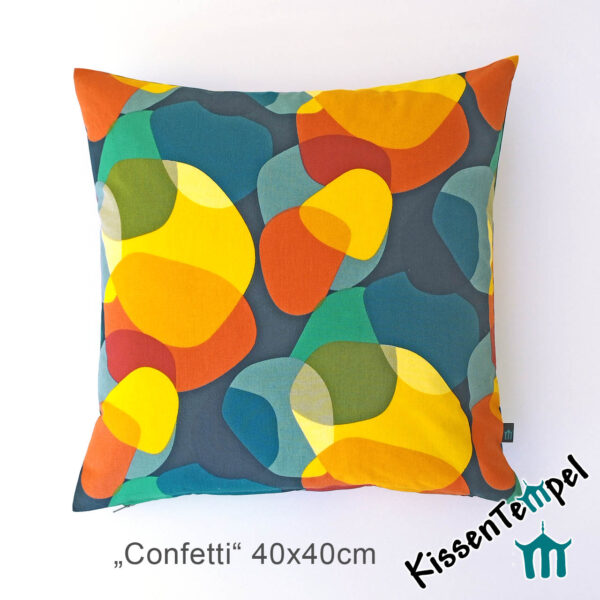 Fröhliches DekoKissen "Confetti", 40x40 cm, KissenBezug mit bunten Farbpunkten