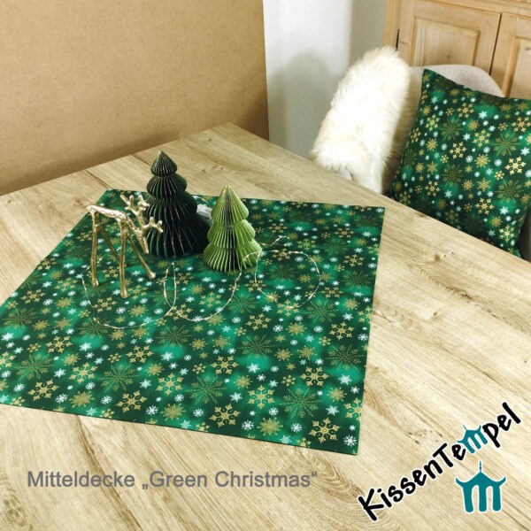 Grüne Weihnachts-Mitteldecke "Green Christmas" | KissenTempel
