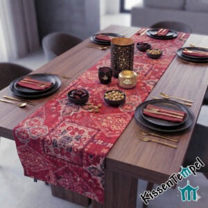 Orientalischer TischLäufer "Sultan", Kelim-Optik, opt. mit Quasten, Boho-Style