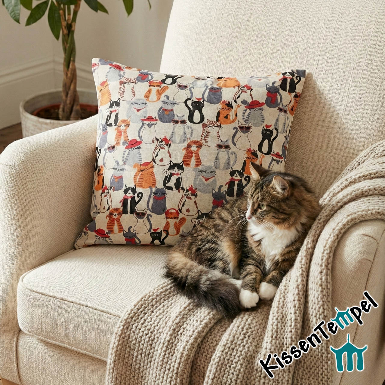 KissenBezug "Katzen" 40x40cm, Geschenk/ Mitbringsel für Katzenbesitzer und Katzenliebhaber – Bild 3