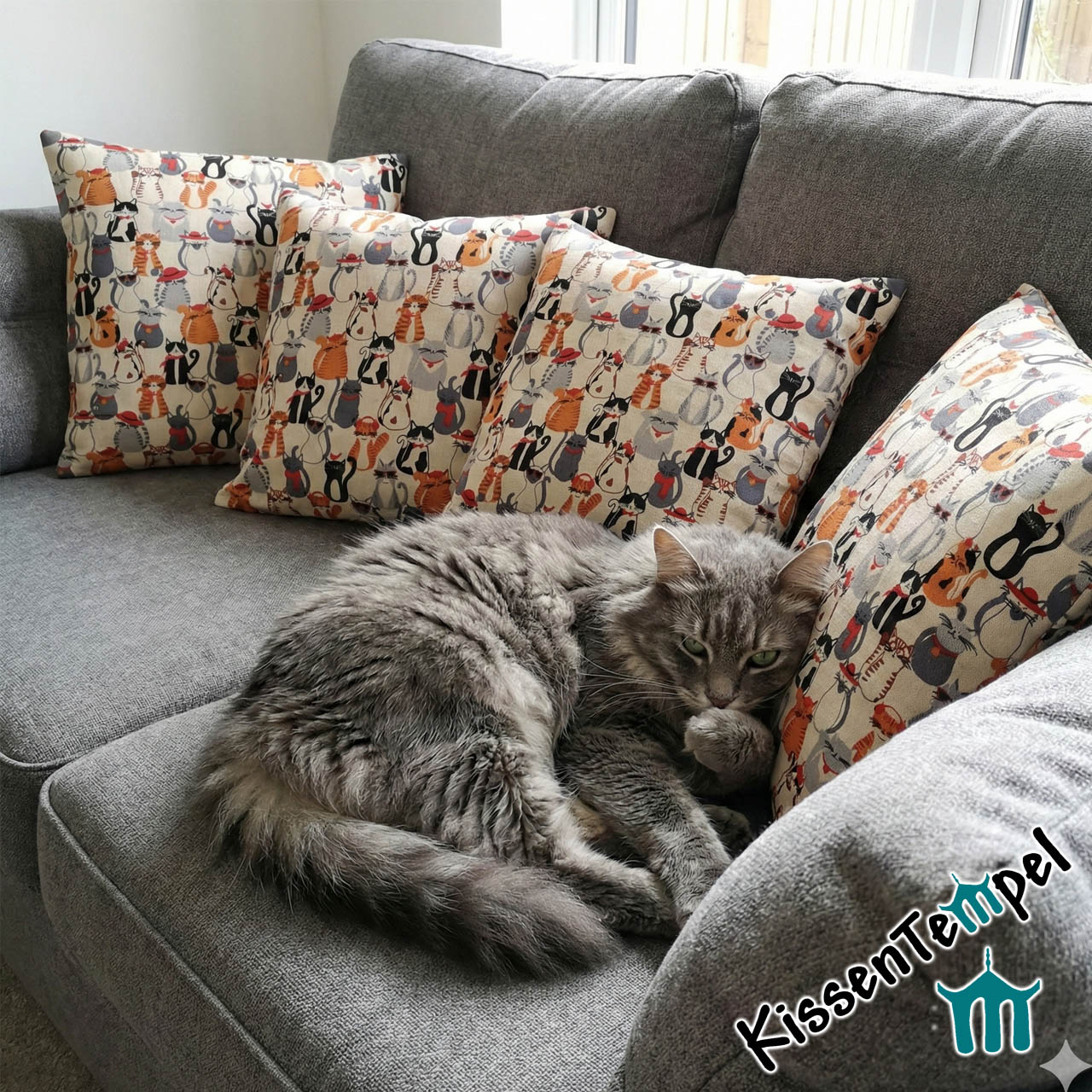 KissenBezug "Katzen" 40x40cm, Geschenk/ Mitbringsel für Katzenbesitzer und Katzenliebhaber – Bild 4