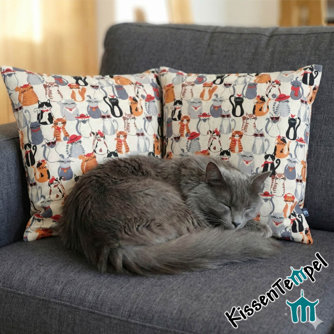 KissenBezug "Katzen" 40x40cm, Geschenk/ Mitbringsel für Katzenbesitzer und Katzenliebhaber – Bild 5