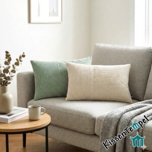 Edler Cord Kissenbezug "Cordessa" 40x60 oder 30x50cm in mint oder creme | modernes zweigeteiltes SofaKissen | Skandi Style